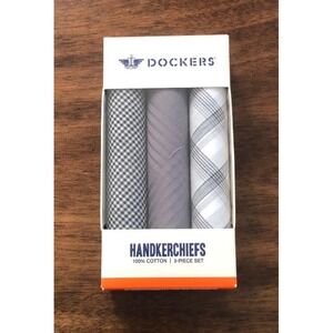 Dockers Handkerchiefs 3 Pack Gray Black 100% Cotton NWT / NIB